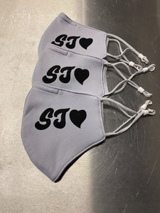 SJ Heart Grey Face Mask - 3 Pack