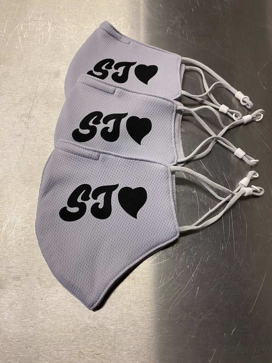 SJ Heart Grey Face Mask - 3 Pack